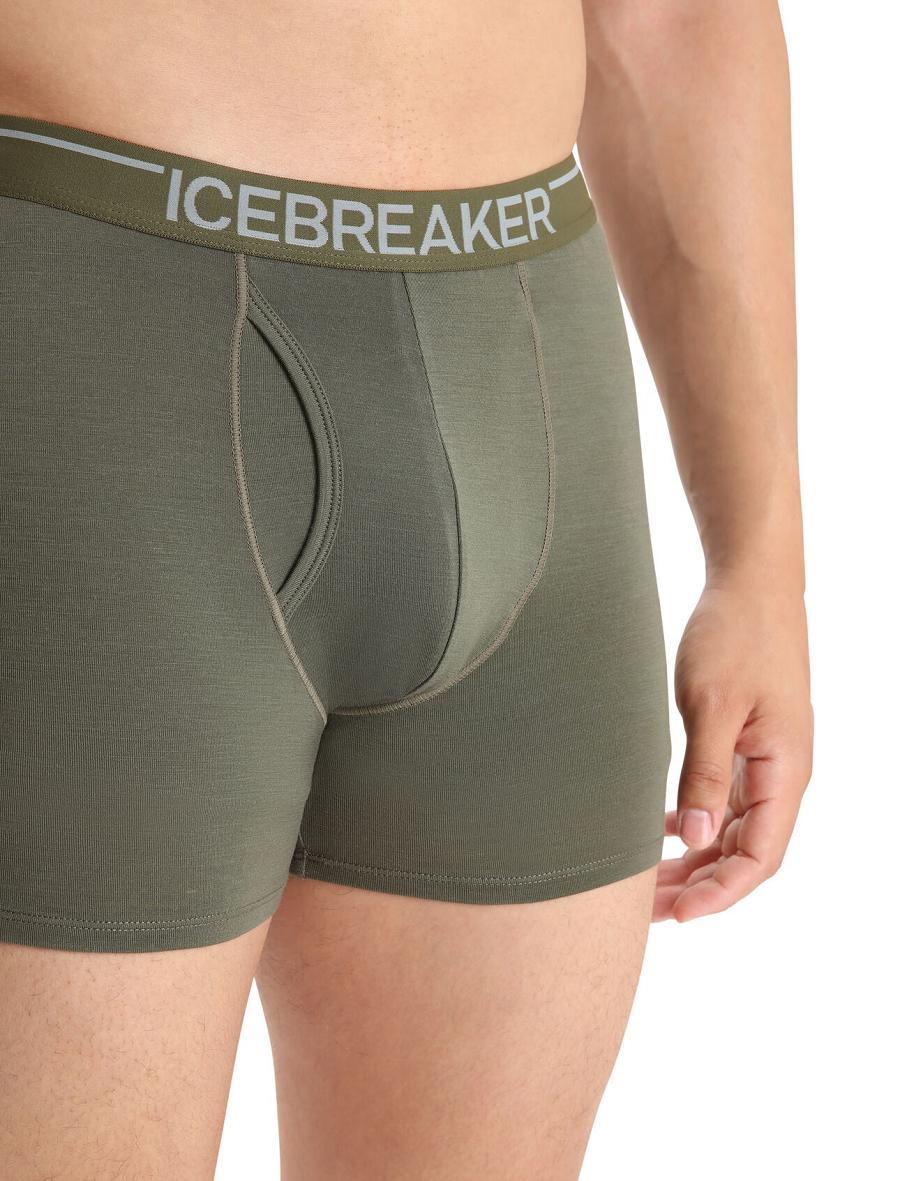 Bielizny Icebreaker Merino Anatomica Boxers With Fly Męskie Oliwkowe | PL 1642SGLO